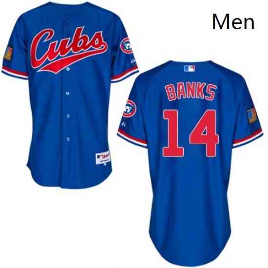 Mens Majestic Chicago Cubs 14 Ernie Banks Authentic Royal Blue 1994 Turn Back The Clock MLB Jersey